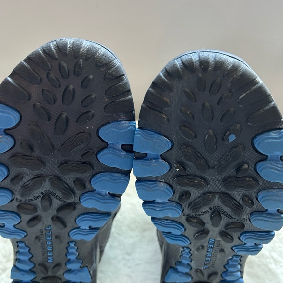 Merrell Boy's Grey/Blue Leather Hiltop Ventilator Mid Waterproof Hiking Boots 6 - Picture 7 of 16